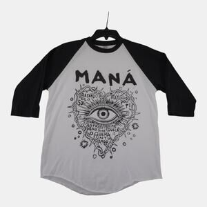 Maná La Residencia Los Angeles 2022 Raglan Tee Shirt Black White Sz S